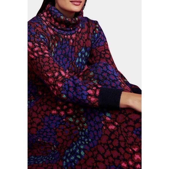 $275 Farm Rio Leopard Mix Sweater Dress - Picture 5 of 9